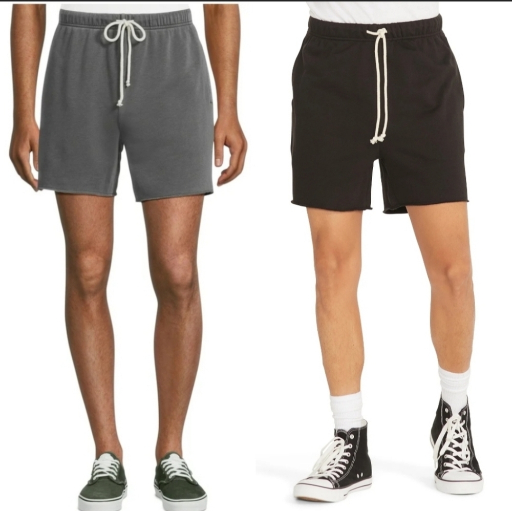 New Size 2XL No Boundaries Fleece Jogger Sweat Shorts x2 Pairs Grey And Black